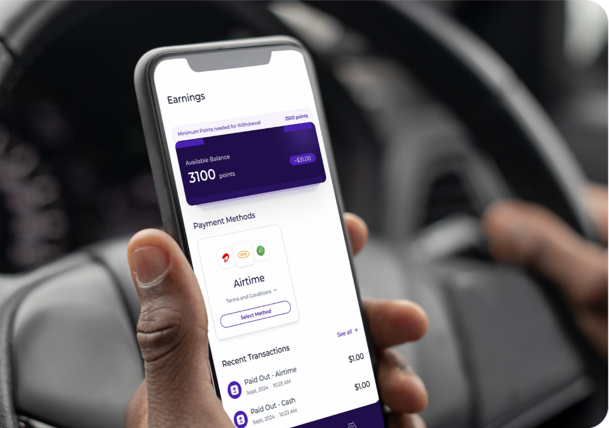 Earning app interface